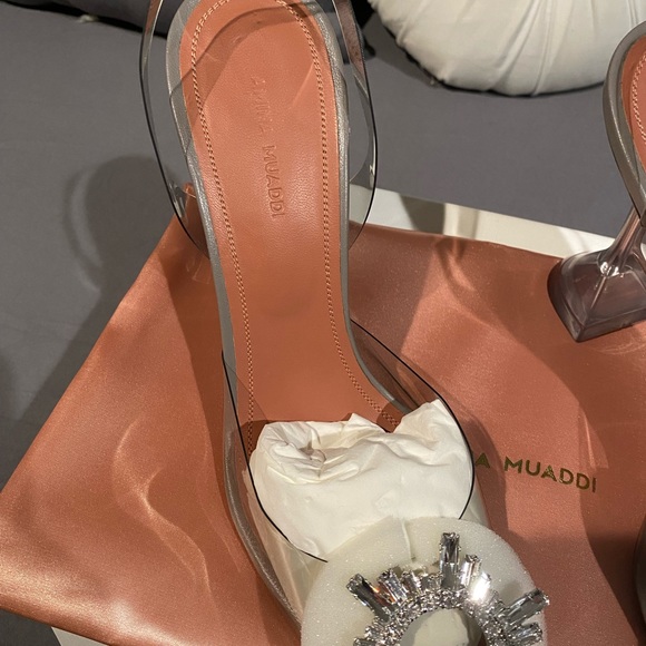 Amina Muaddi Begum Crystal PVC Light Grey Slingbacks - Picture 10 of 16